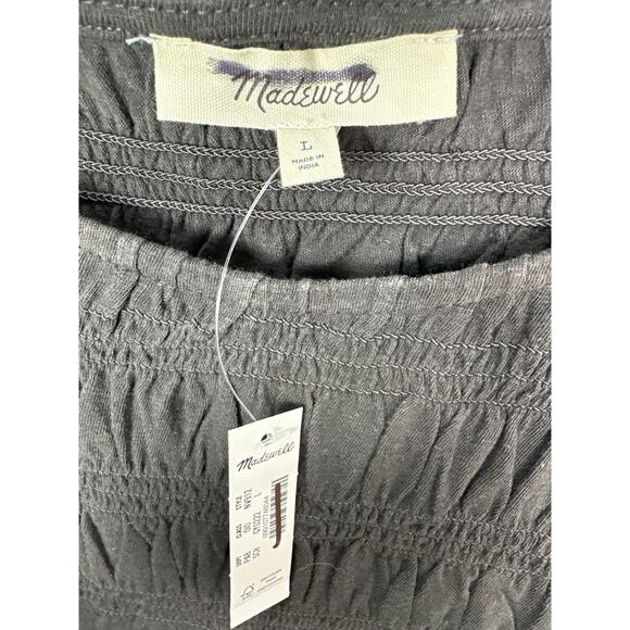Madewell NWT Women’s Soft Charcoal Sachi Smocked Tank Top size Large - Picture 4 of 7